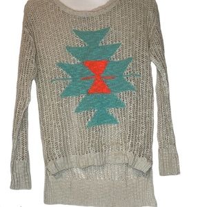Ya Los Angeles Crochet Aztec Sweater Small